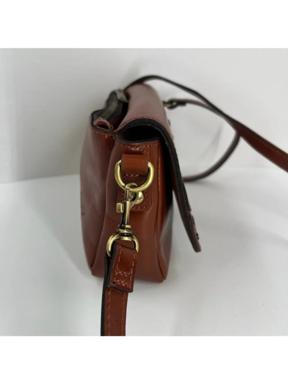 Patricia Nash Lille Studded Leather Crossbody Bag Filigree Tooled Floral Brown - Picture 5 of 13